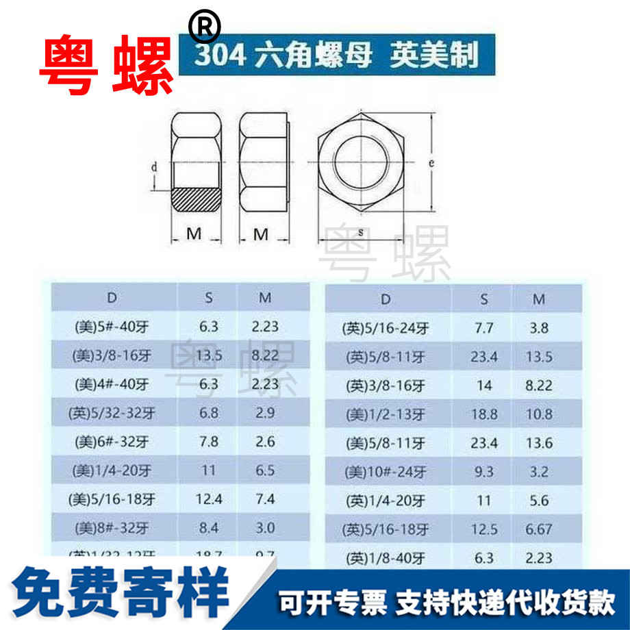 供應三沙美制三沙六角螺母