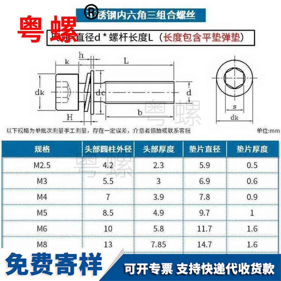 訂制8.8級(jí)內(nèi)六角錫林郭勒三組合螺絲