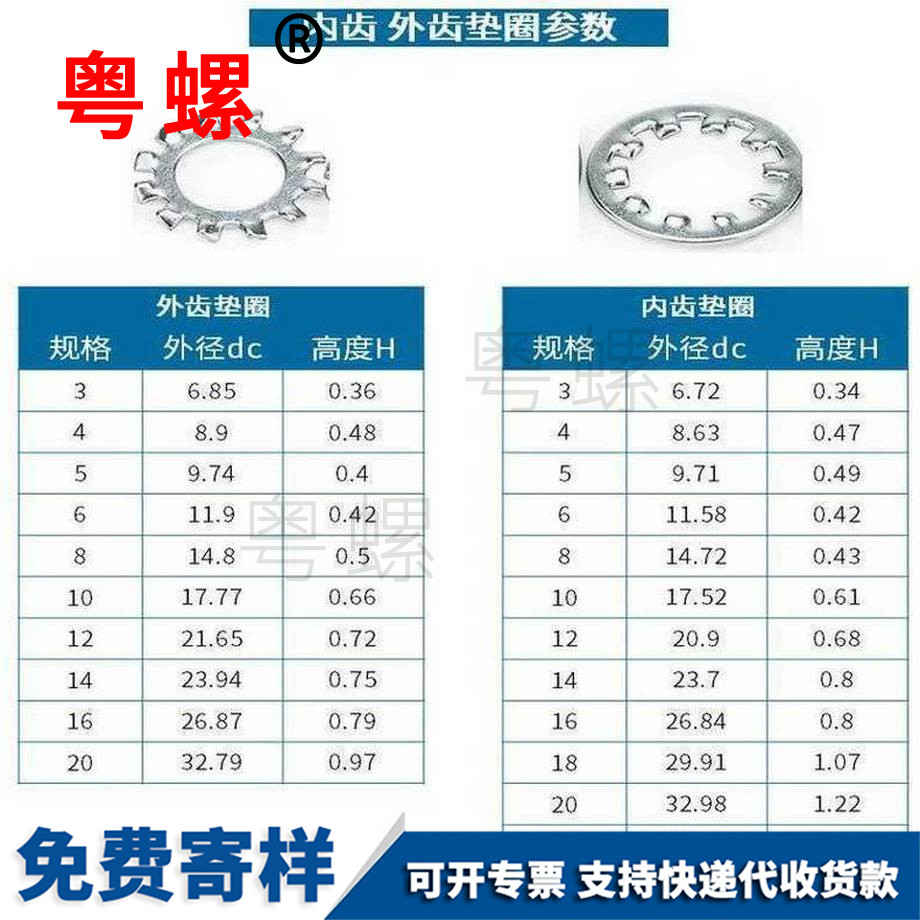 加工鐵外齒白山鎖緊墊圈