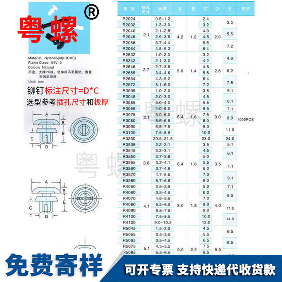 定做黑尼龍鉚釘